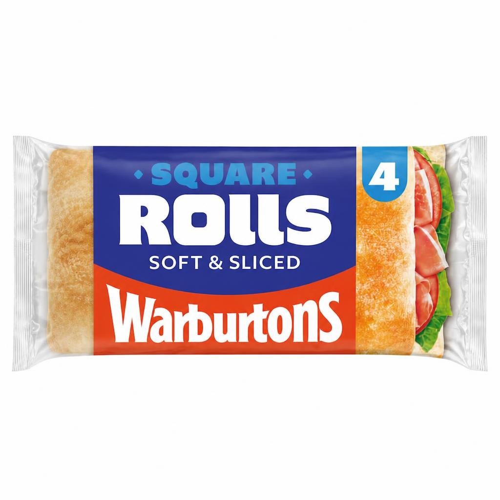 Warburtons Sliced White Sandwich Rolls 4 Pack