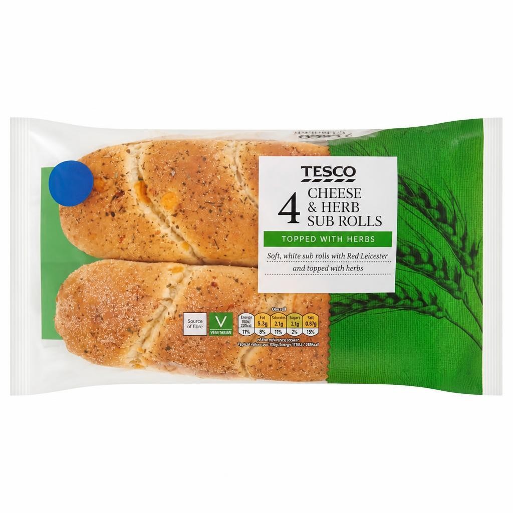 Tesco Cheese & Herb Sub Rolls 4 Pack