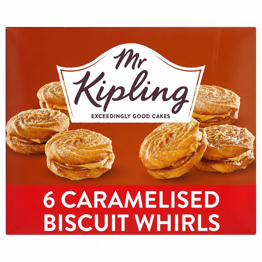 Mr Kipling Caramelised Biscuit Viennese Whirls Cakes 6 pack