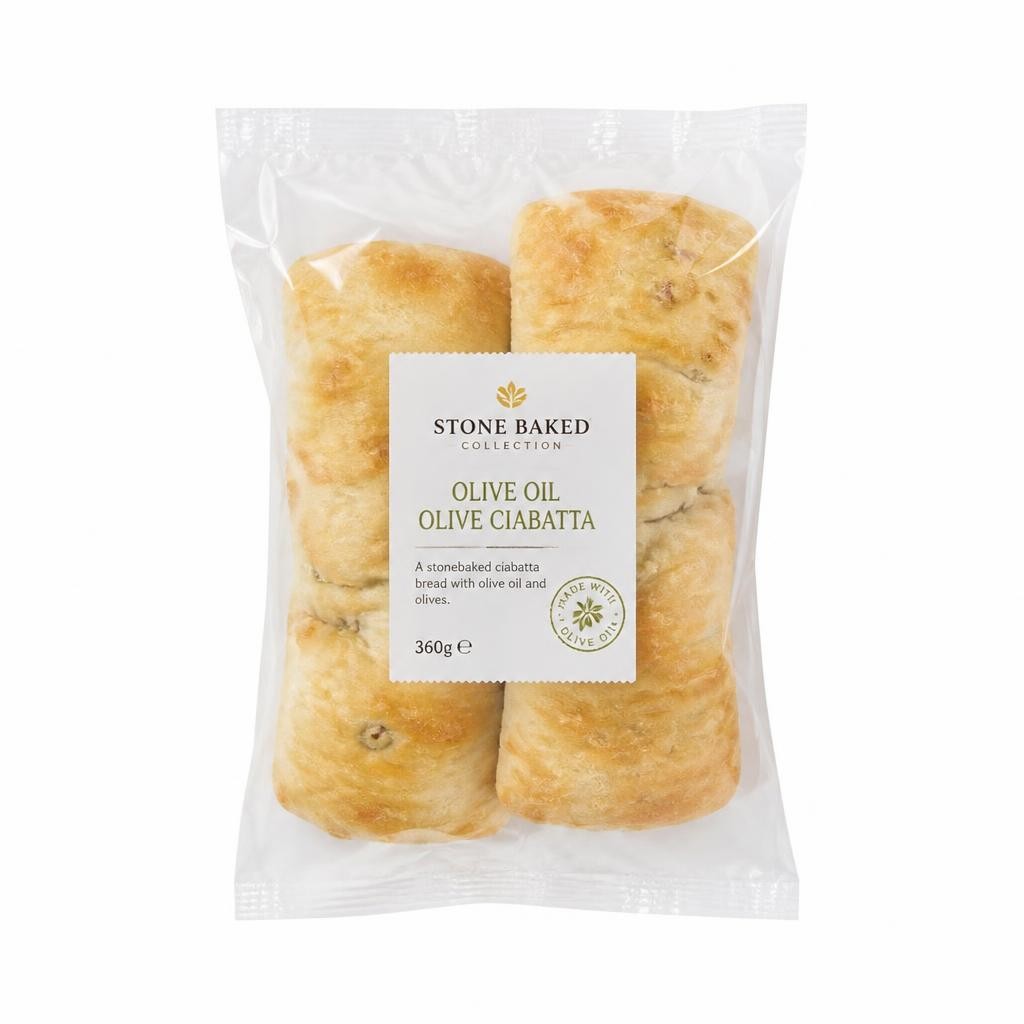 Tesco Finest Halkidiki Olive Focaccia Panini 2 Pack