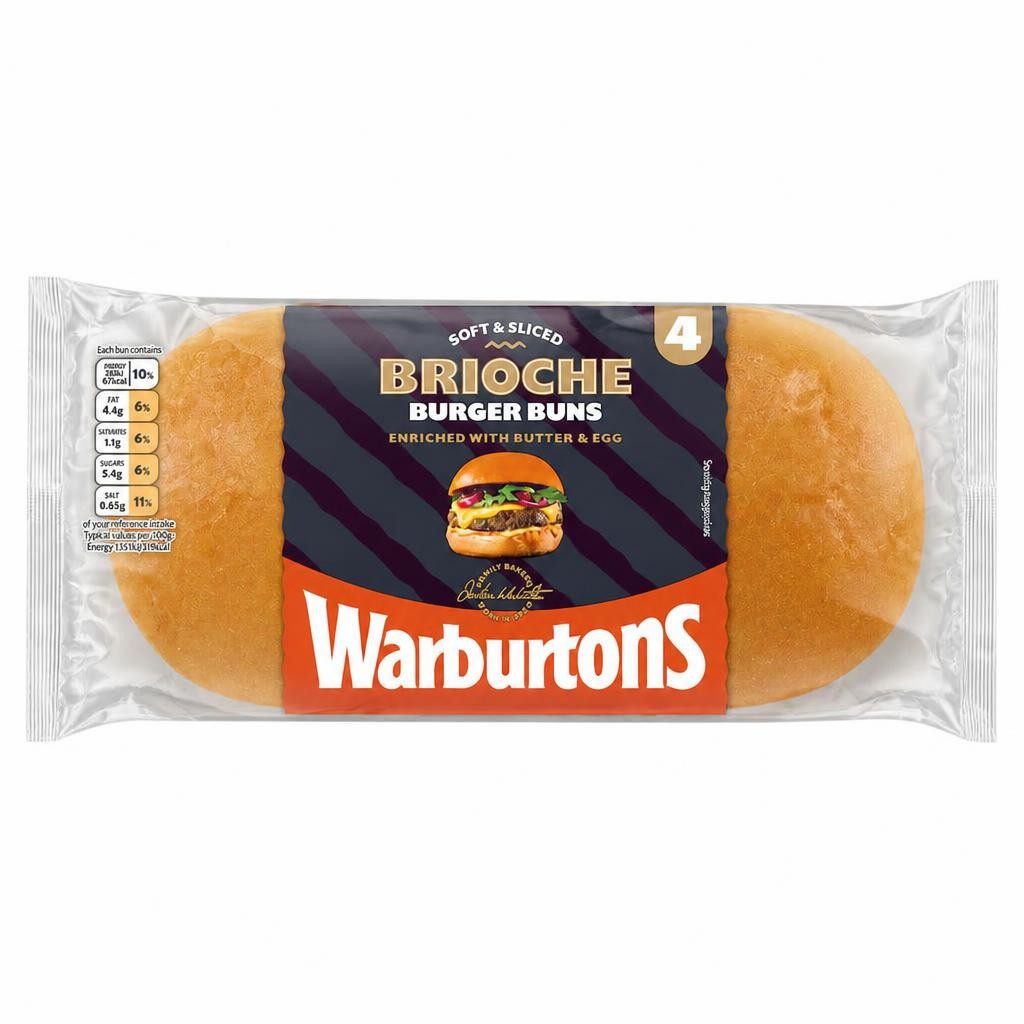 Warburtons Brioche Burger Buns 4pk