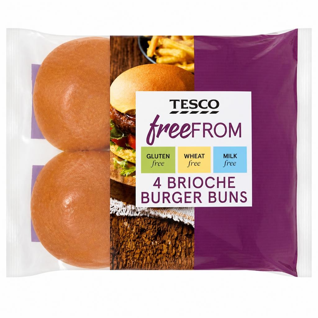 Tesco Free From Brioche Burger Buns 4 pack