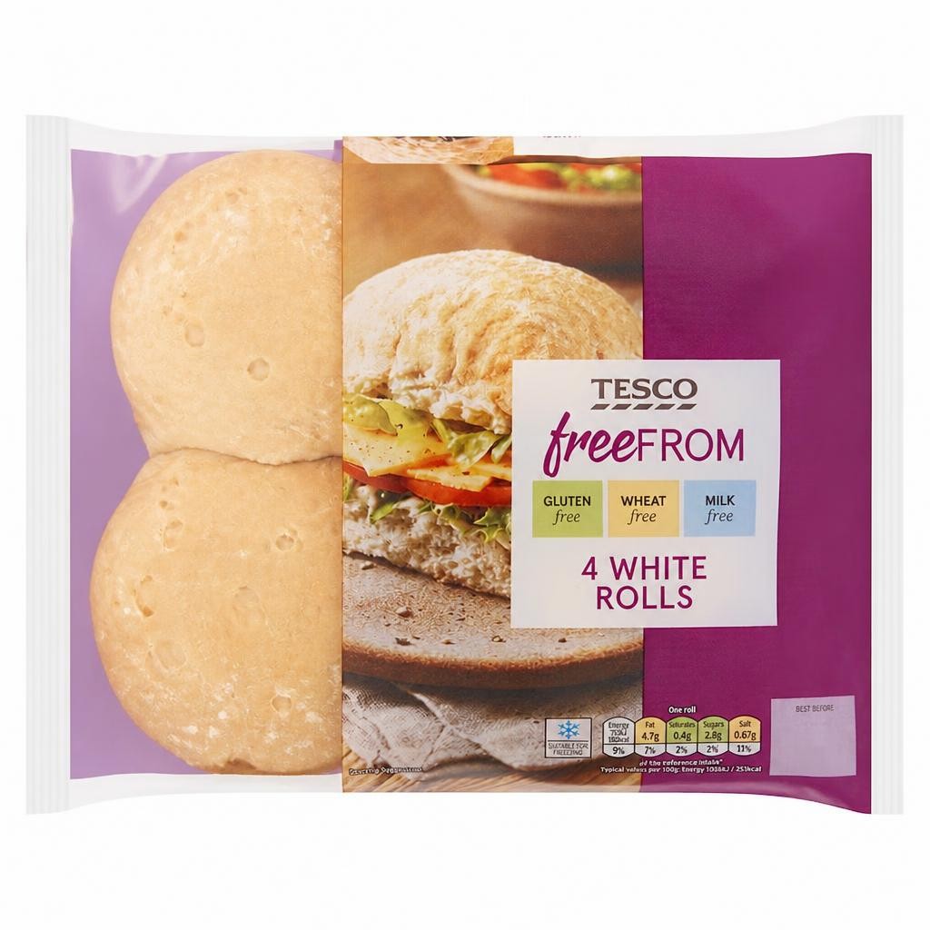 Tesco Free From White Bread Rolls 4 Pack