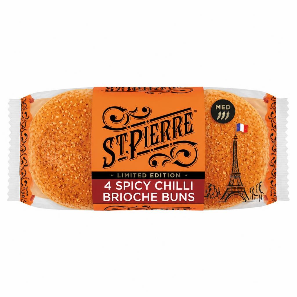 St Pierre 4 Spicy Chilli Brioche Burger Buns