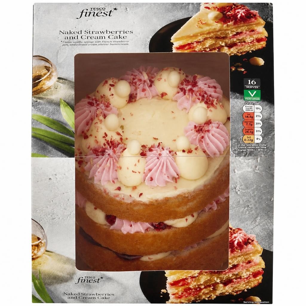 Tesco Finest Strawberries & Cream Cake