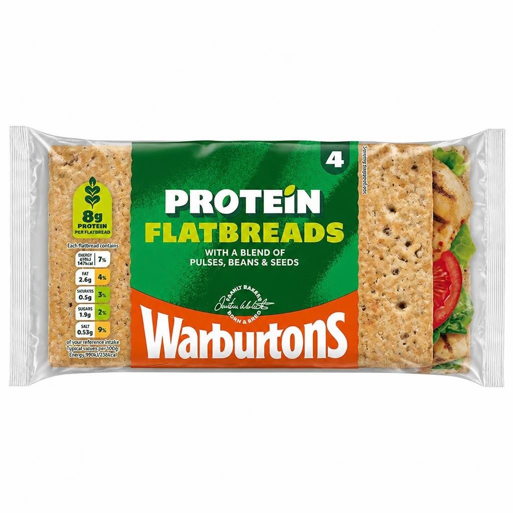 Warburtons Protein Flatbreads 4 Pack Sliced