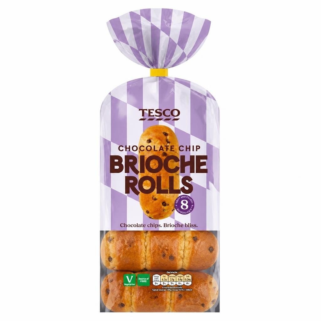 Tesco Chocolate Chip Brioche Rolls 8 Pack