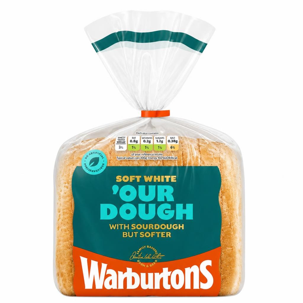 Warburtons Soft White Bread with Sourdough 400g