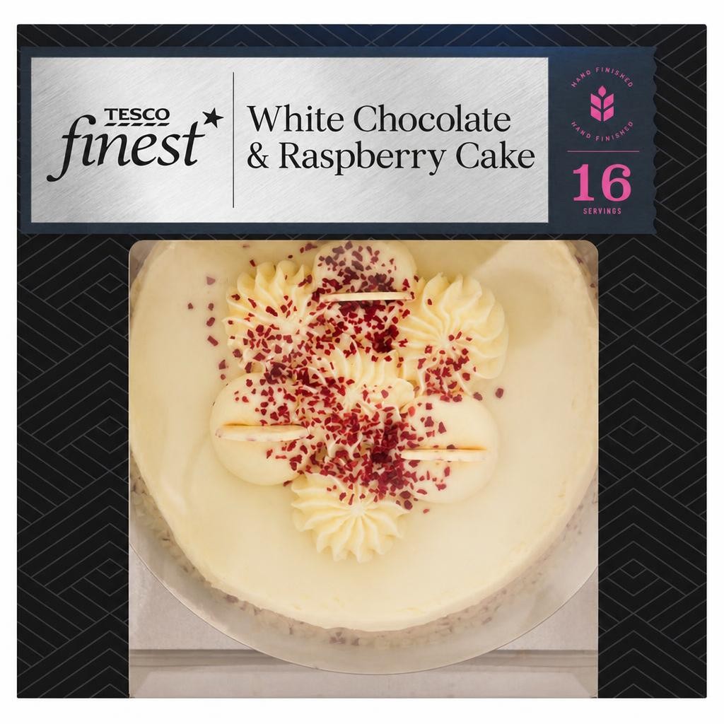 Tesco Finest White Chocolate & Raspberry Cake 16 Servings