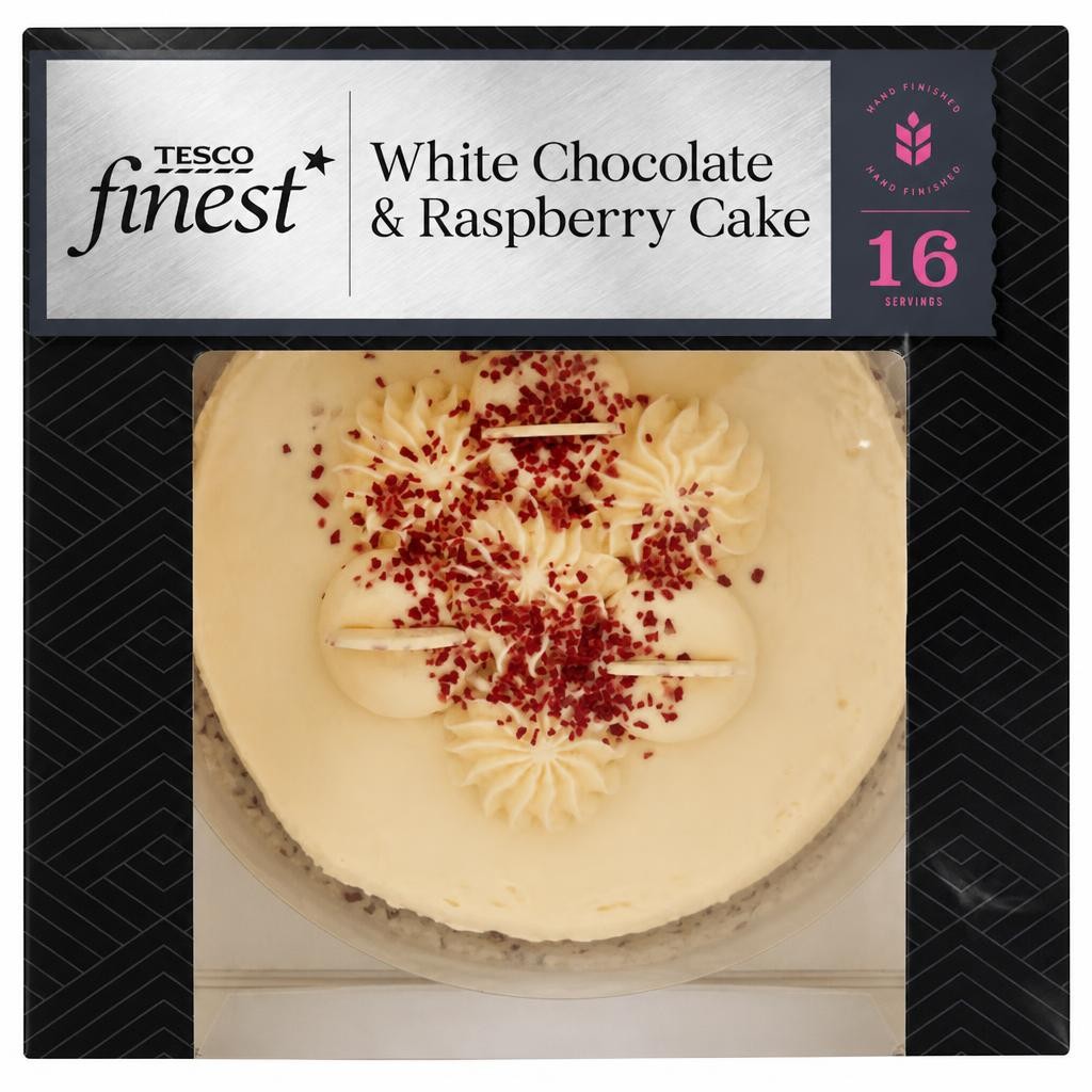 Tesco Finest White Chocolate & Raspberry Cake 16 Servings