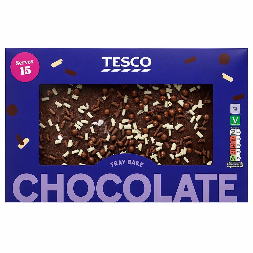Tesco Chocolate Tray Bake - Belgian Chocolate Curls
