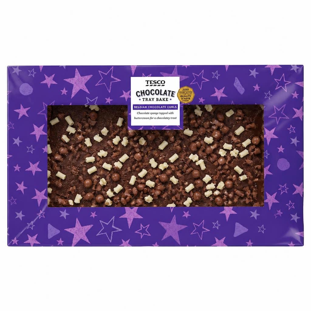 Tesco Chocolate Tray Bake - Belgian Chocolate Curls