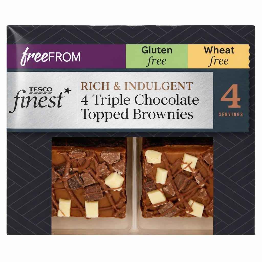 Tesco Finest Free From Triple Chocolate Topped Brownies 4 Pack