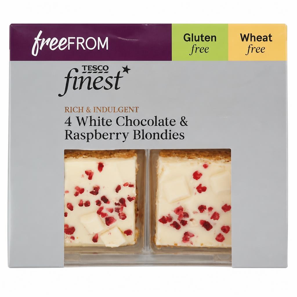 Tesco Finest Free From White Chocolate & Raspberry Blondies 4 Pack