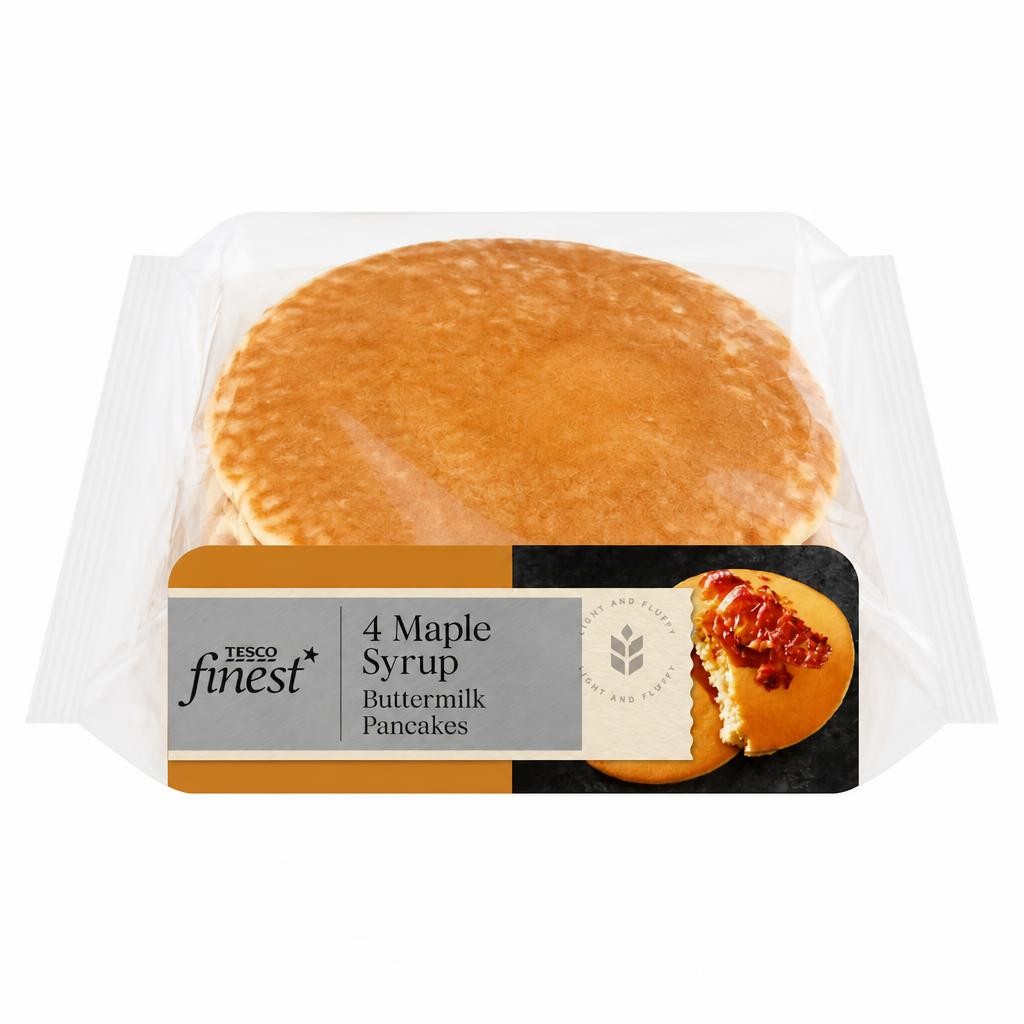 Tesco Finest Buttermilk Pancakes with Maple Syrup 4 Pack