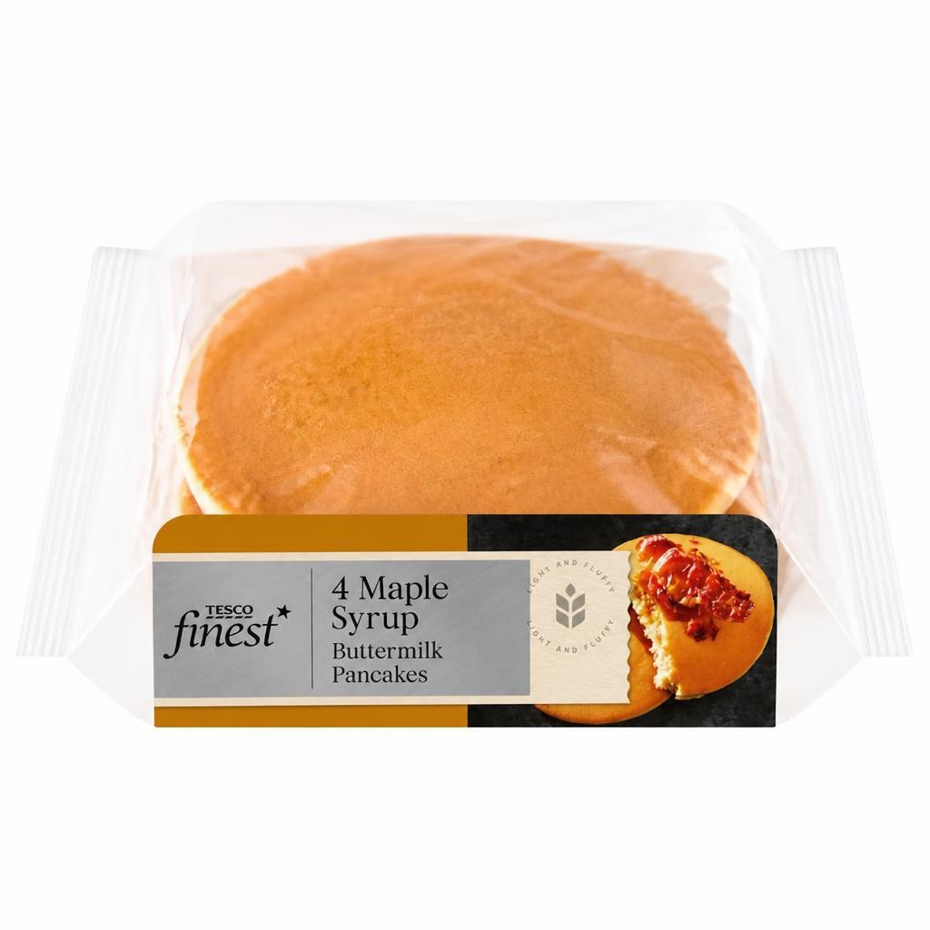 Tesco Finest Buttermilk Pancakes with Maple Syrup 4 Pack