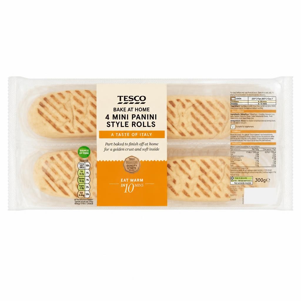 Tesco Bake at Home Mini Panini Style Rolls 4 pack