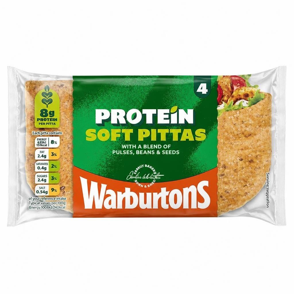 Warburtons Protein Soft Pittas 4 Pack