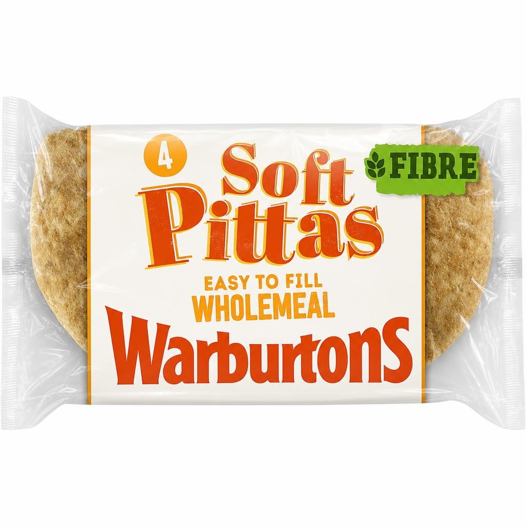 Warburtons Soft Wholemeal Pitta Breads 4 Pack