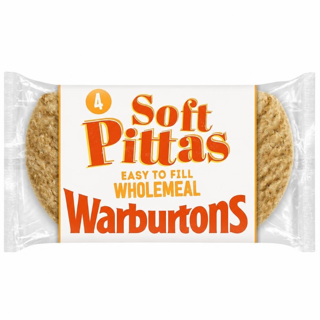 Warburtons Soft Wholemeal Pitta Breads 4 Pack