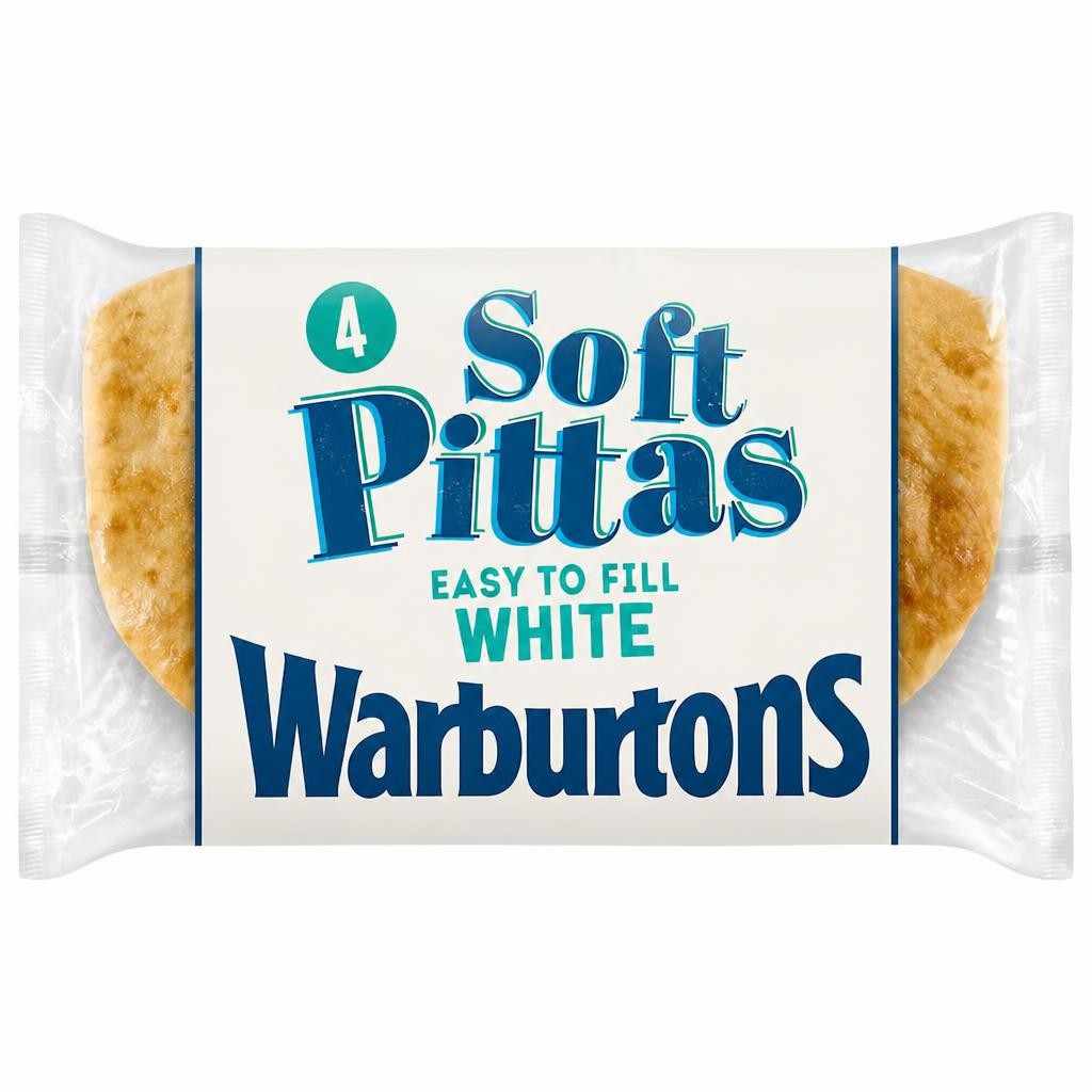Warburtons Soft White Pitta Breads 4 Pack