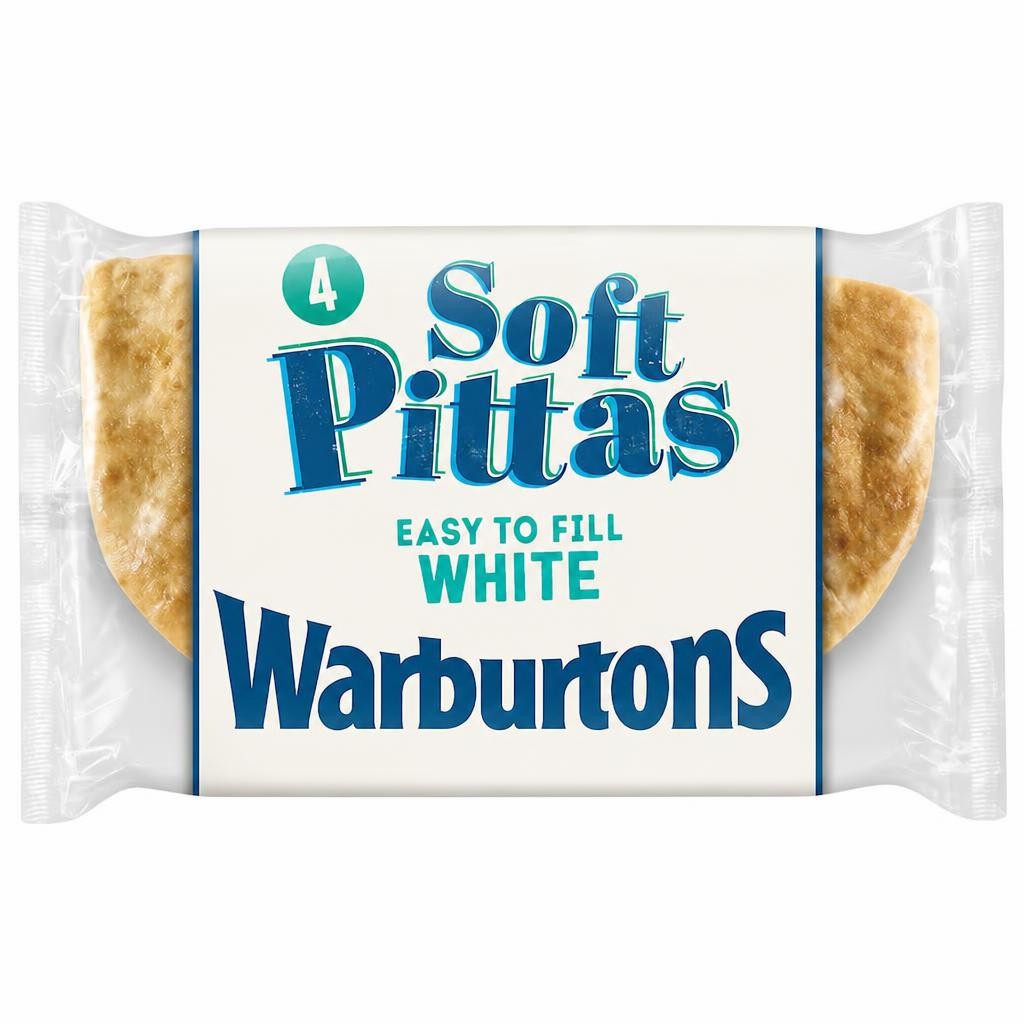 Warburtons Soft White Pitta Breads 4 Pack