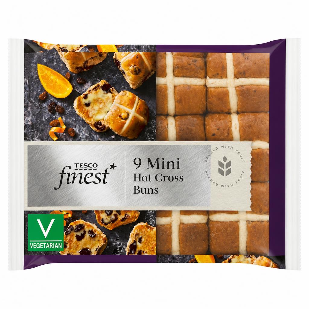 Tesco Finest Mini Hot Cross Buns 9 pack