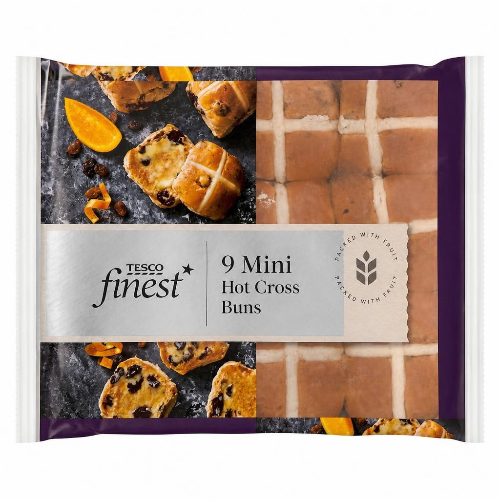 Tesco Finest Mini Hot Cross Buns 9 pack