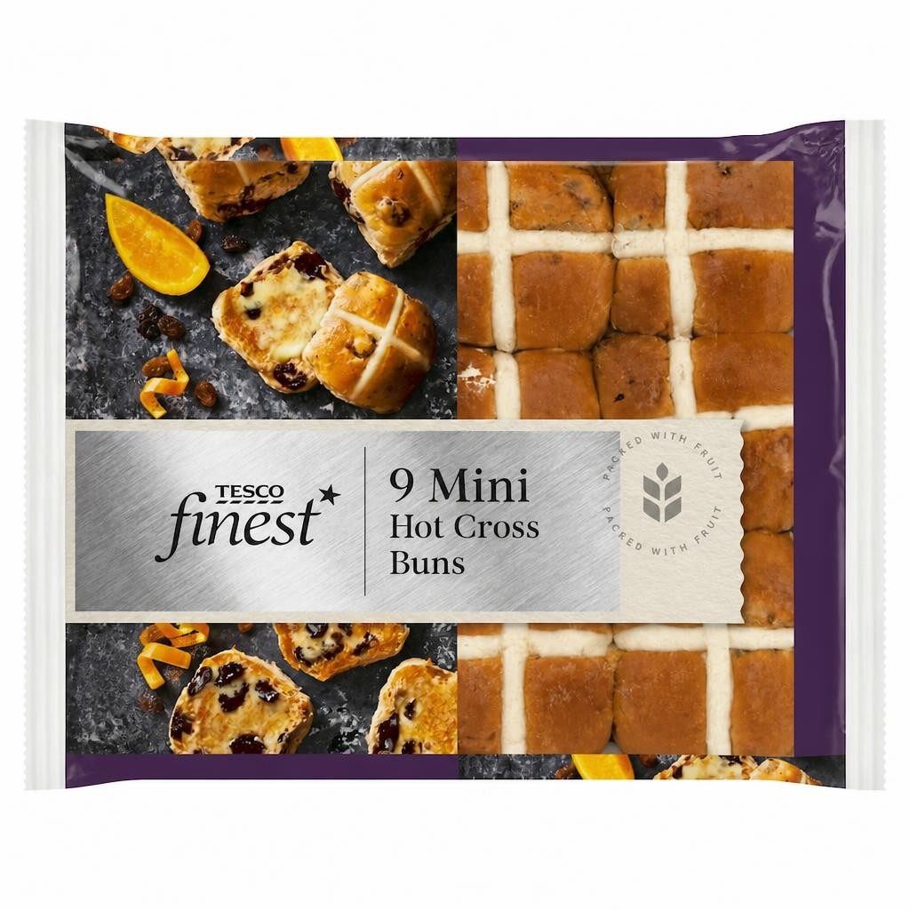 Tesco Finest Mini Hot Cross Buns 9 pack