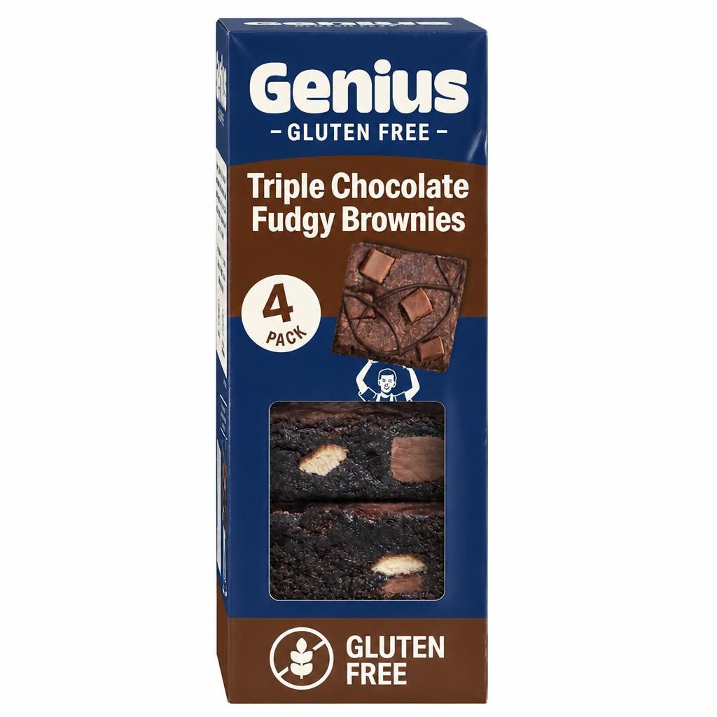 Genius Gluten Free 4 Triple Chocolate Fudgy Brownies