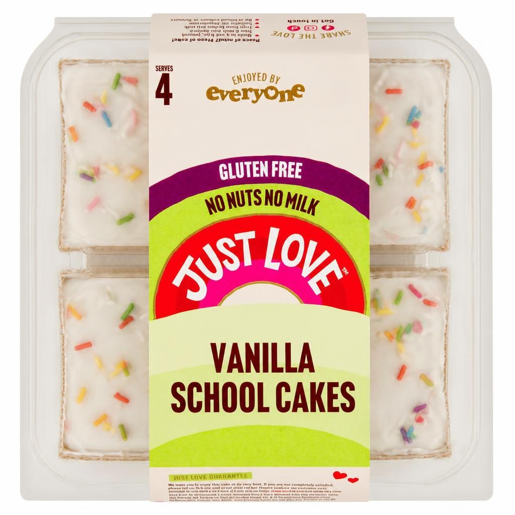 Just Love Gluten Free Vanilla School Cakes 4 Pack