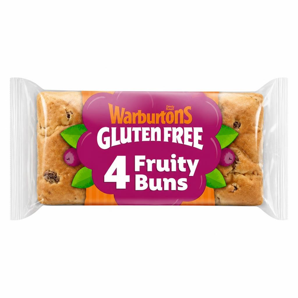 Warburtons Gluten Free Cinnamon & Raisin Sliced Fruity Buns 4 Pack