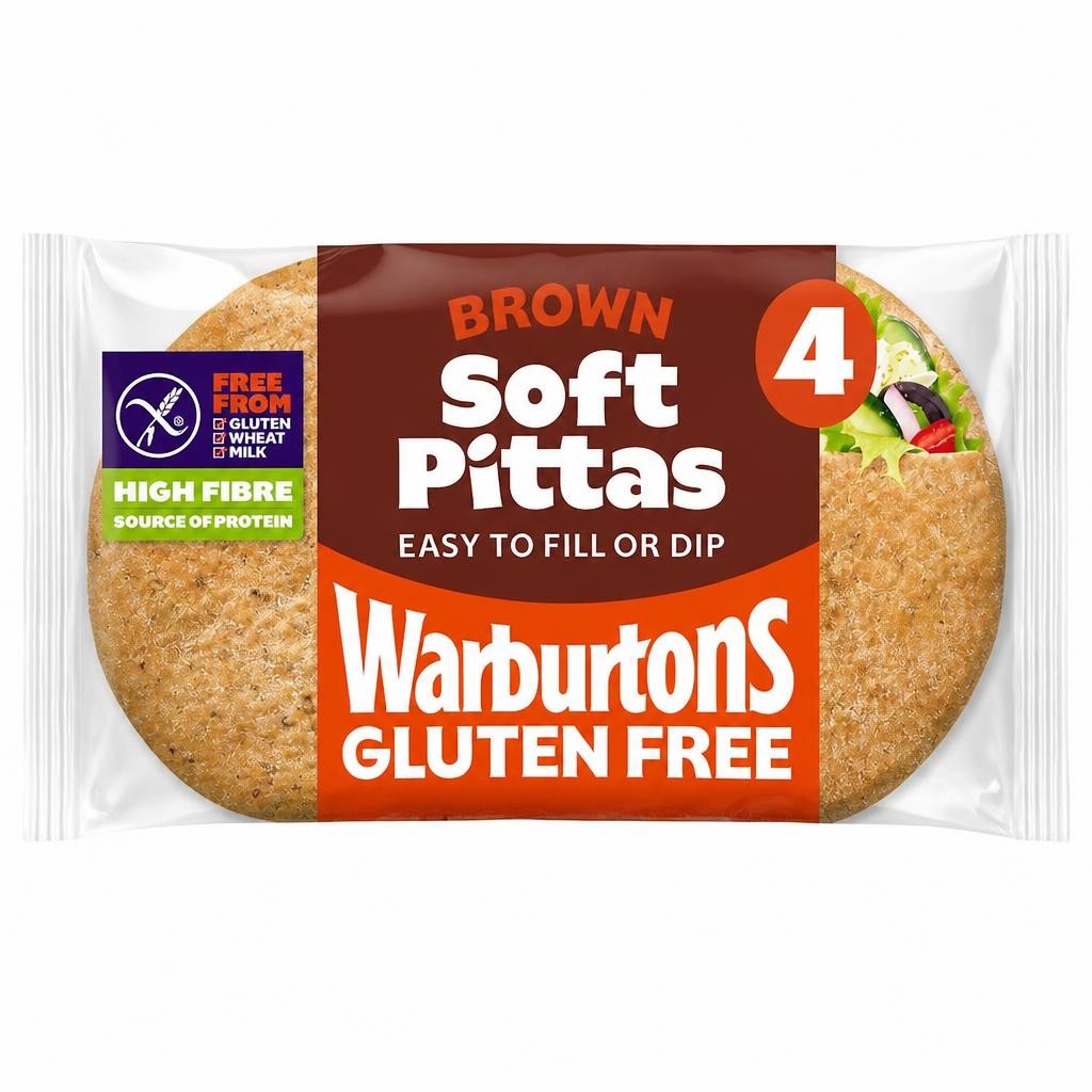 Warburtons Gluten Free 4 Soft Brown Pittas