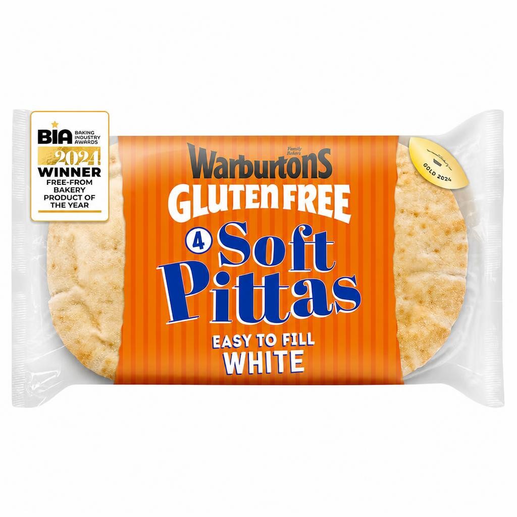 Warburtons Gluten Free Soft White Pitta Breads 4 Pack