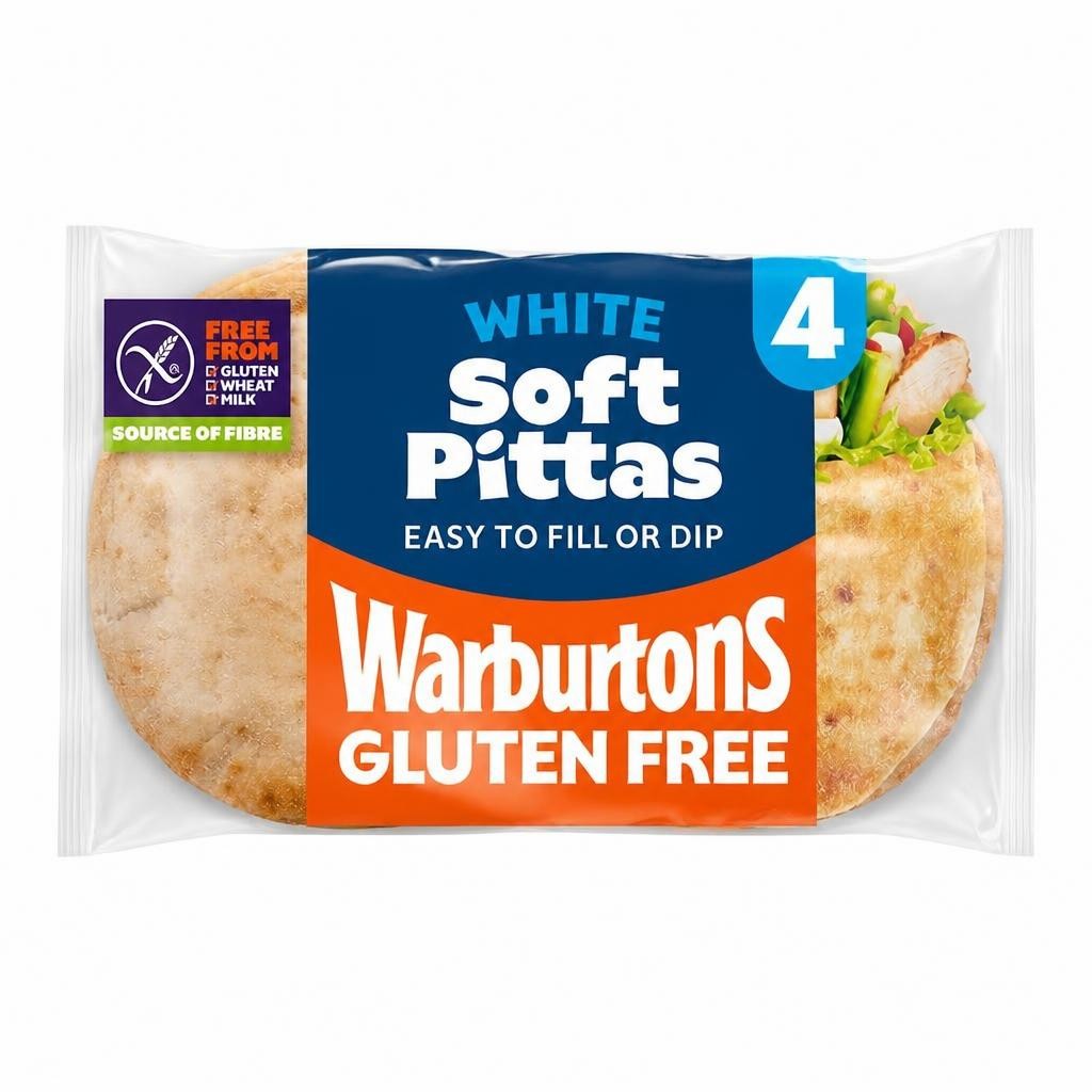 Warburtons Gluten Free Soft White Pitta Breads 4 Pack