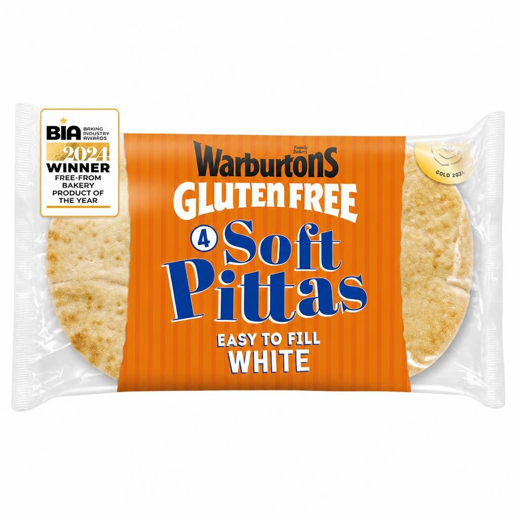 Warburtons Gluten Free Soft White Pitta Breads 4 Pack
