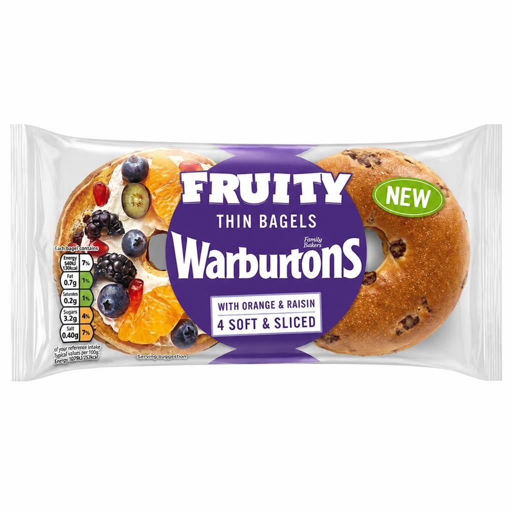 Warburtons Fruity Thin Bagels 4 Pack