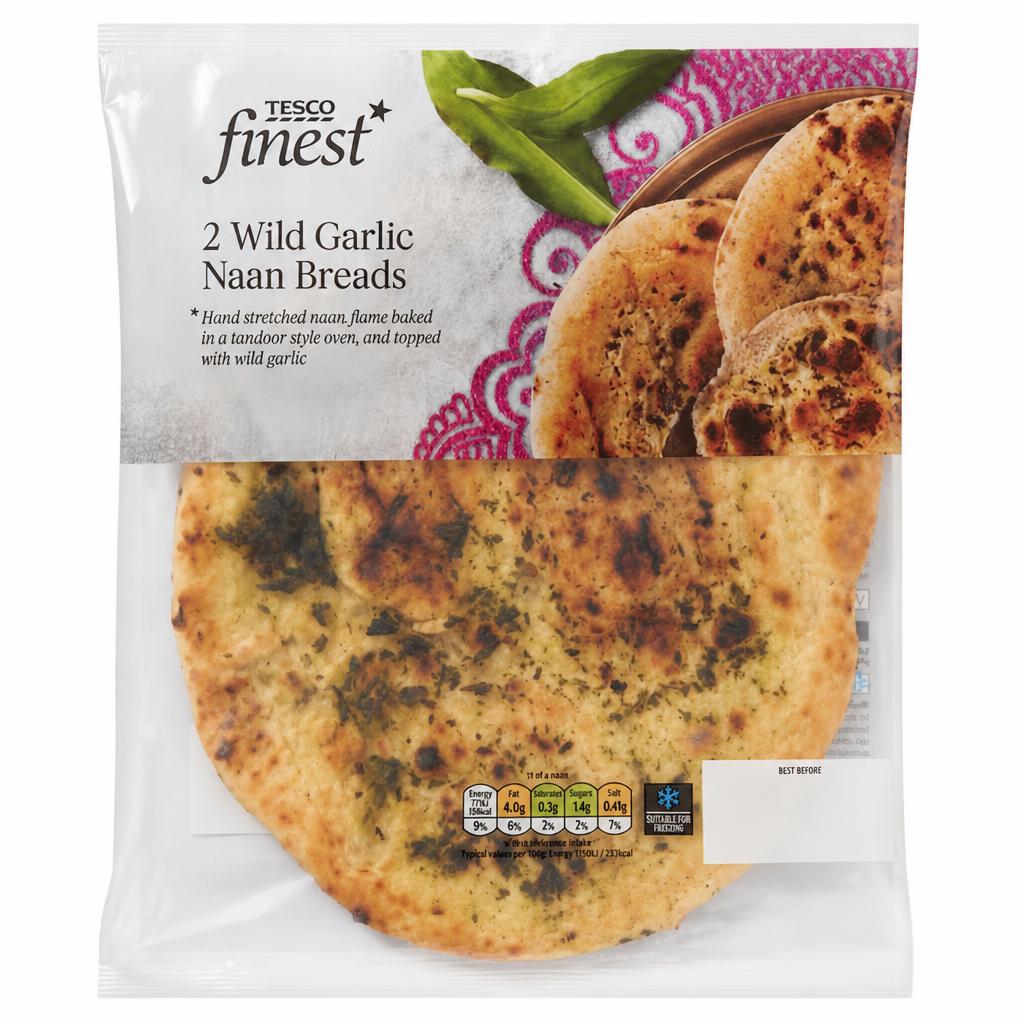 Tesco Finest 2 Wild Garlic Naan Breads