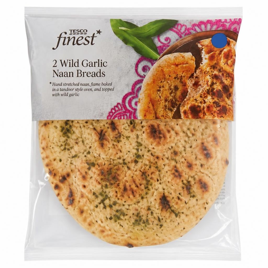 Tesco Finest 2 Wild Garlic Naan Breads