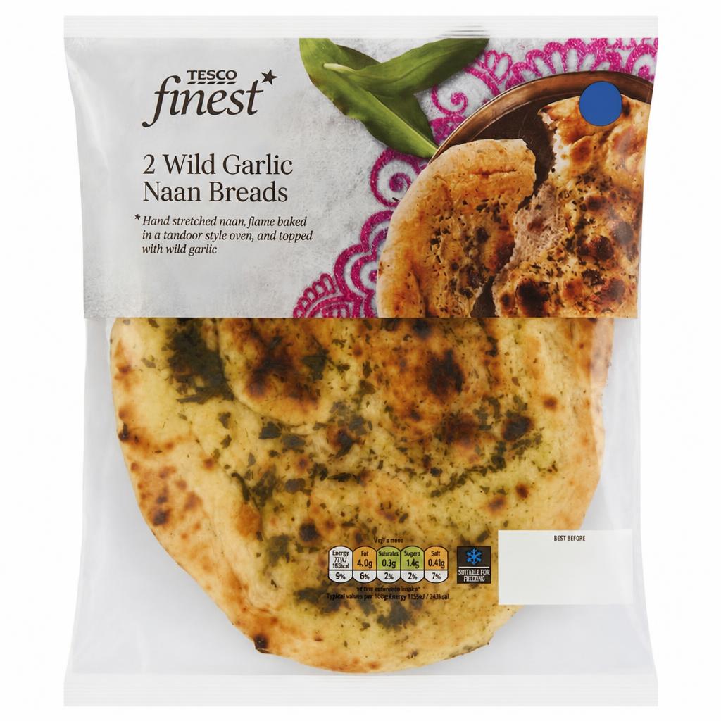 Tesco Finest 2 Wild Garlic Naan Breads