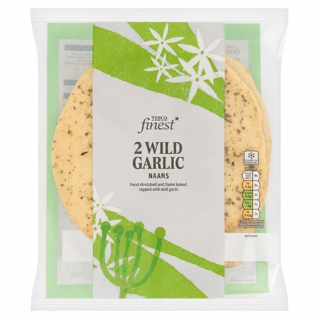 Tesco Finest 2 Wild Garlic Naan Breads