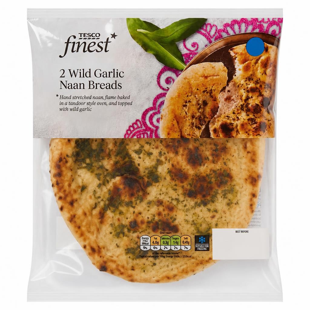 Tesco Finest 2 Wild Garlic Naan Breads