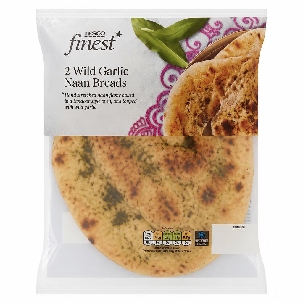 Tesco Finest 2 Wild Garlic Naan Breads
