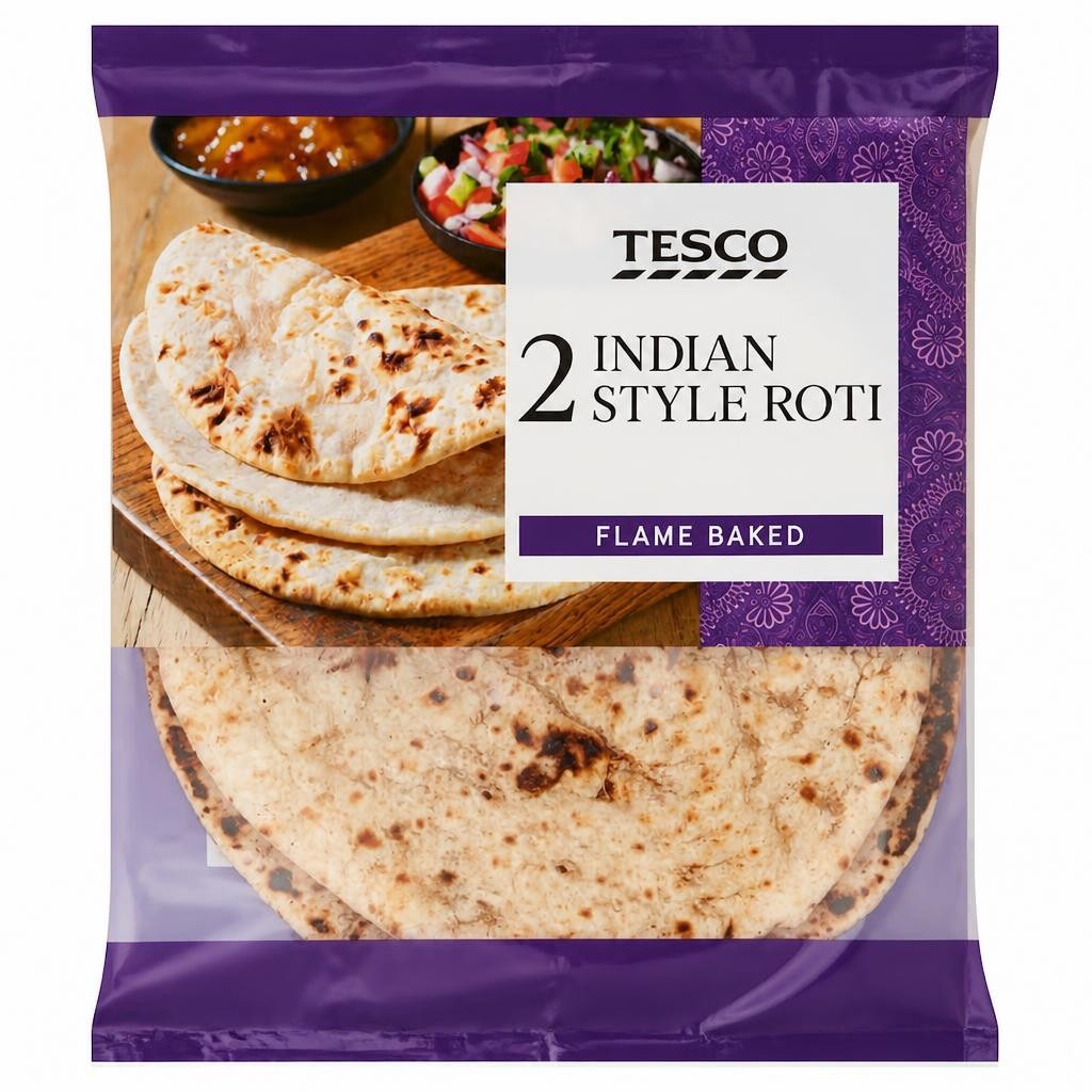 Tesco Indian Style Roti Flatbreads - Flame Baked