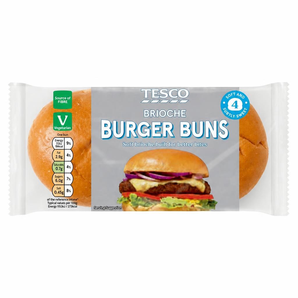 Tesco Brioche Burger Buns 4 Pack