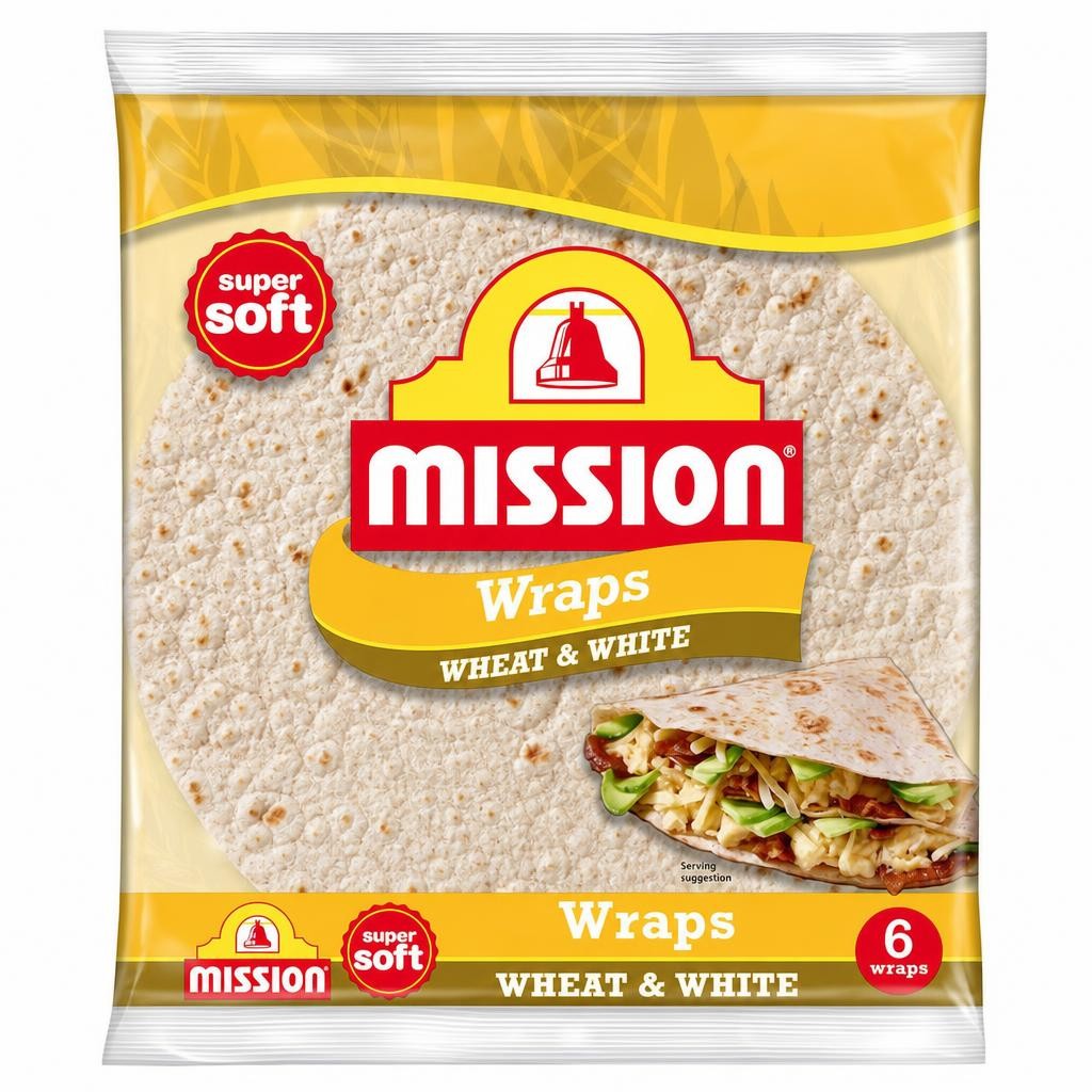 Mission Deli Wheat & White Wraps 6 Pack 367G