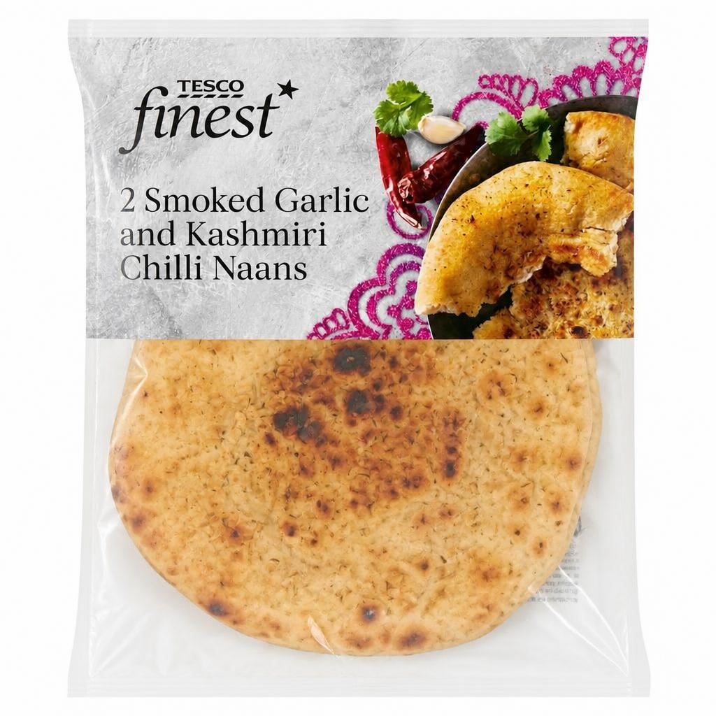 Tesco Finest Smoked Garlic and Kashmiri Chilli 2 Naan Breads