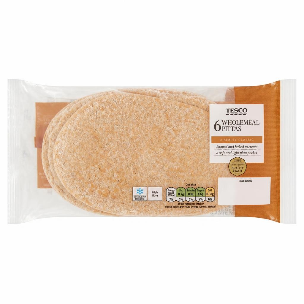 Tesco Wholemeal Pitta Bread 6 Pack