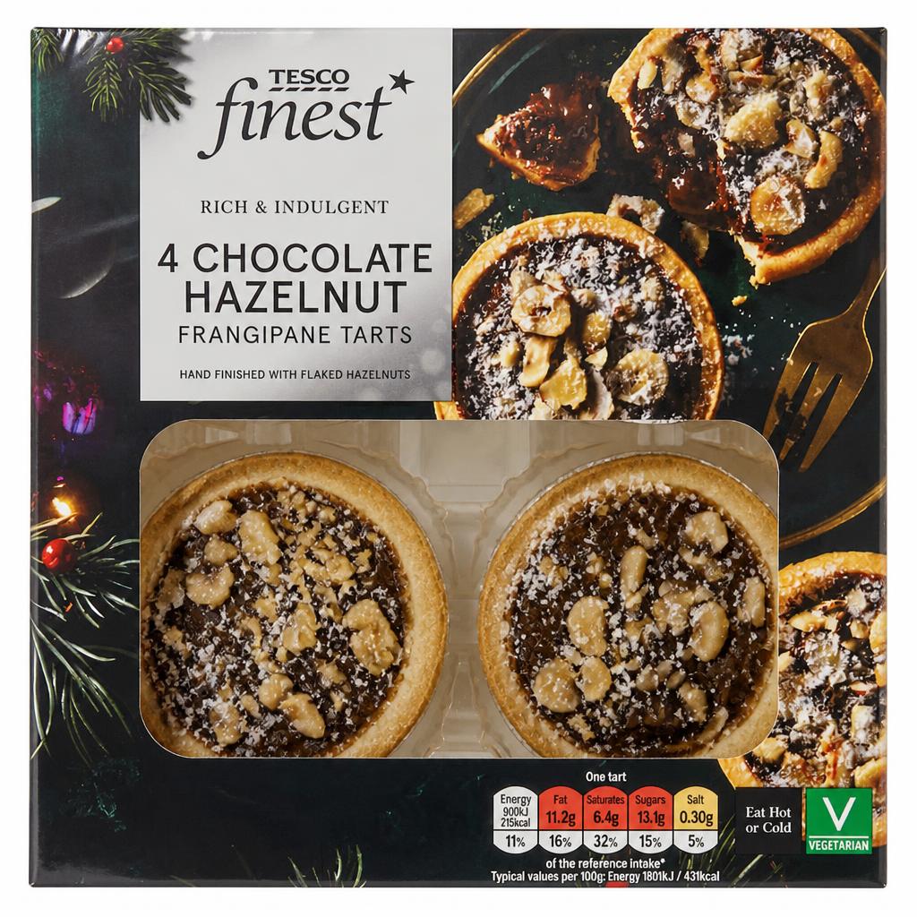 Tesco Finest Chocolate & Hazelnut Frangipane Tart 4 pack