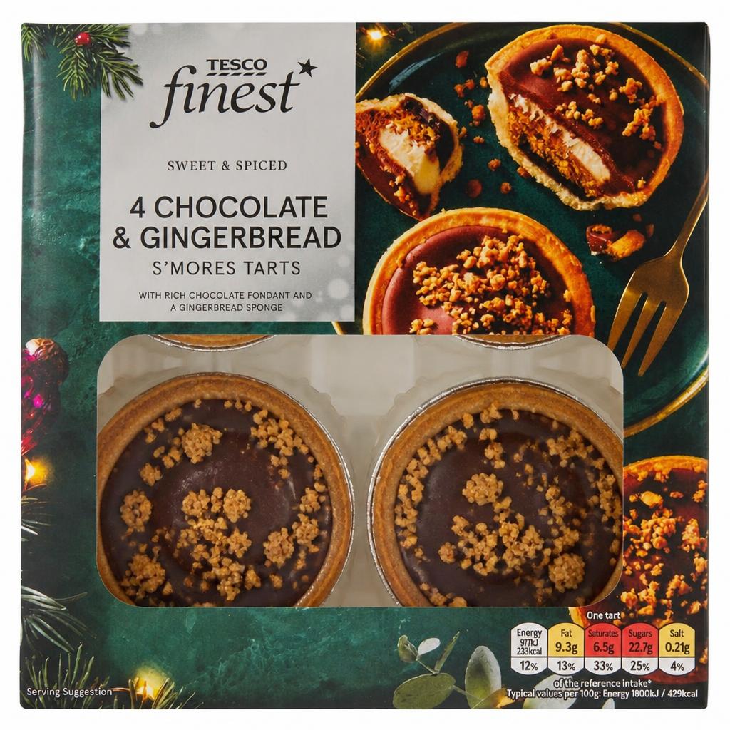 Tesco Finest Chocolate & Gingerbread S'mores Tart 4 pack